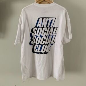 Anti Social Social Club White and Blue Graphic Tee